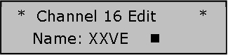 This is the Channel 16 Edit screen, which allows the user to enter the name of the beam
